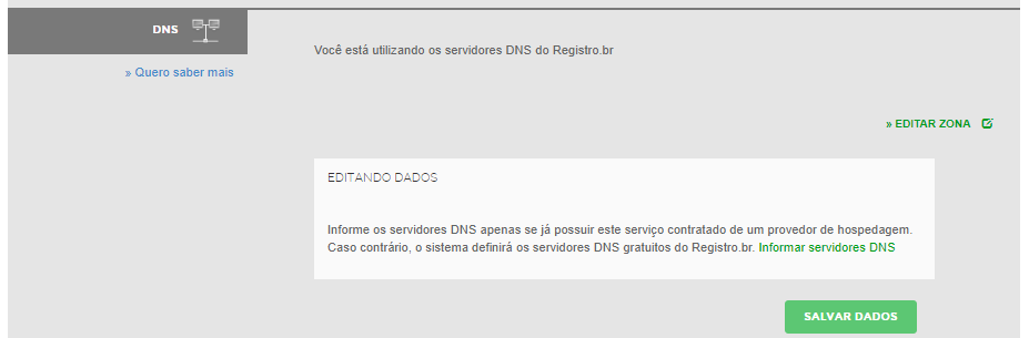 Informar servidores DNS